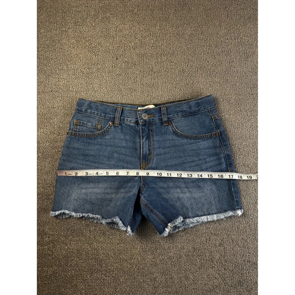 Levi Strauss Signature Shorts Girls Size 14 Blue Denim Midi Raw Hem‎ Adjustable